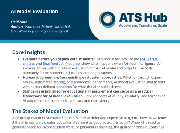 Cover for the ATS Field Note —AI Model Evaluation