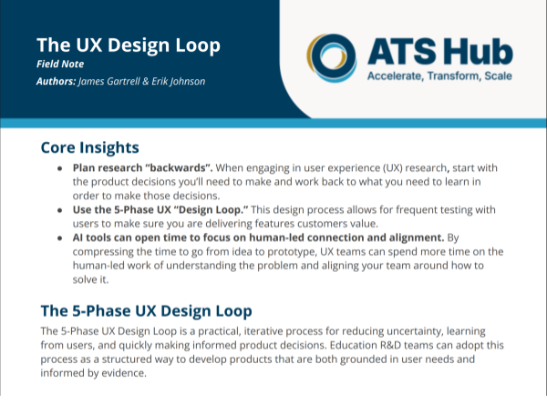 Cover for the ATS Field Note —UX Design Loop